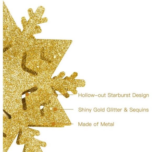 Christmas Tree Topper, 8" Gold Tree Star with Projector Lights 6-Pointed Lighted - Picture 5 of 8